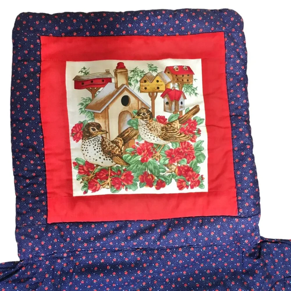 VTG HANDMADE Pillow Quilt Combo Birds Florals Apples Farmhouse Cottagecore